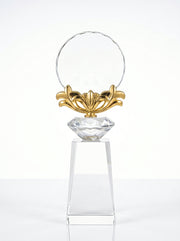 Trophy Verre pour Bureau avec Boite - Design Royal Or et Diamant