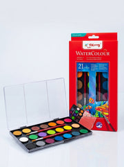 Peinture aquarelle 21 couleurs Yalong + 2 pinceaux inclus