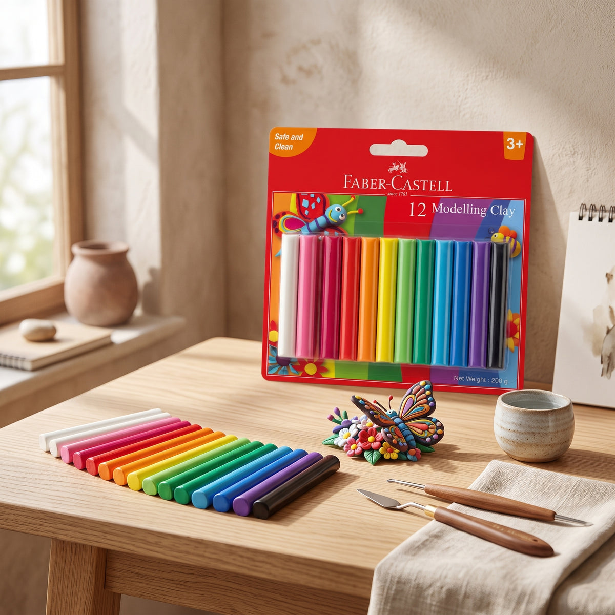 Pâte à modeler Faber-Castell - 12 Couleurs (200g)