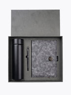 Coffret Notebook A5 Gris, Stylo & Bouteille Isotherme