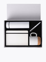 Coffret Notebook Blanc A5 + Bouteille isotherme , Tasse, Stylo