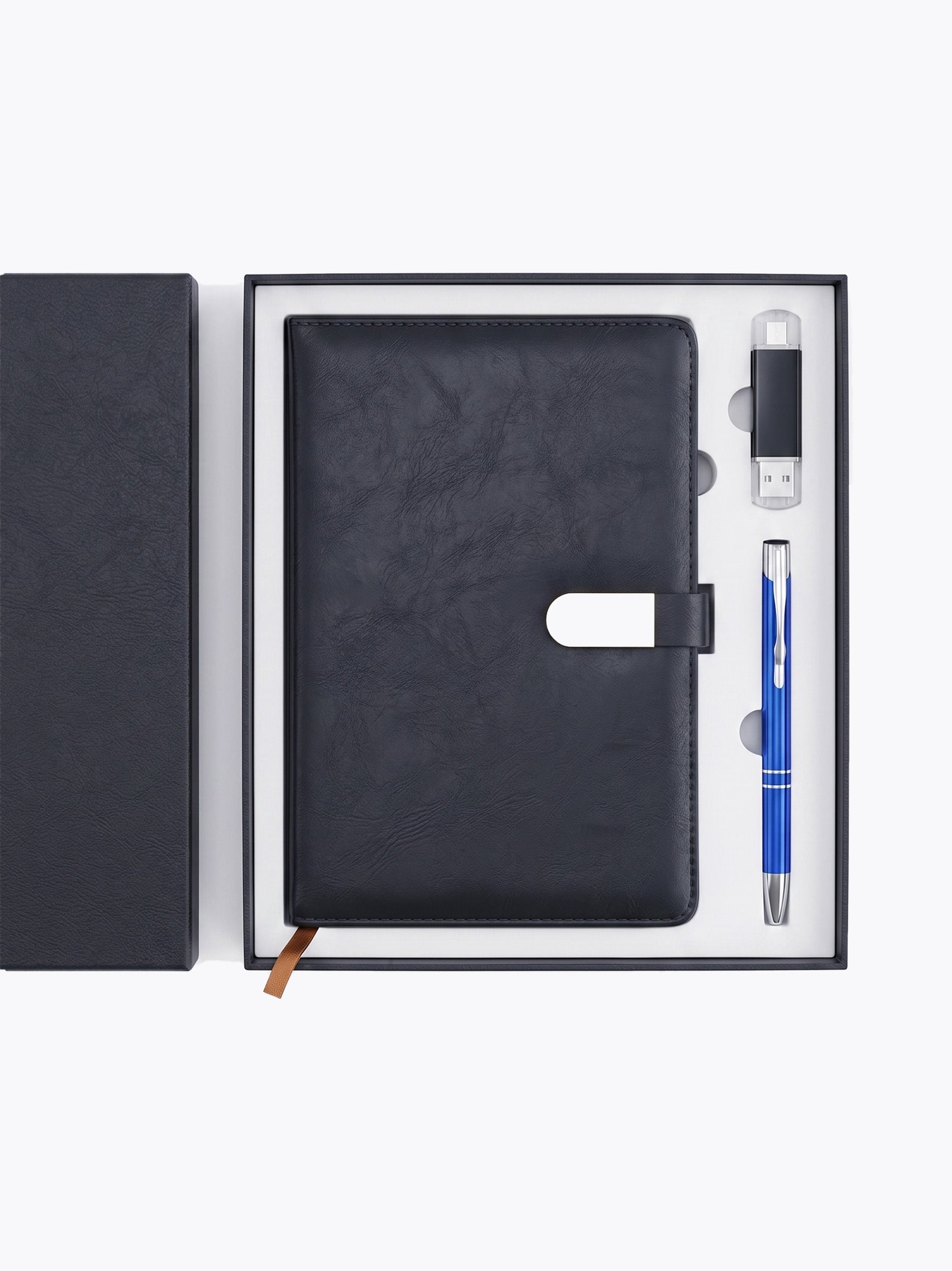 Coffret notebook  Cuir A5, Clé USB & Stylo en Boîte