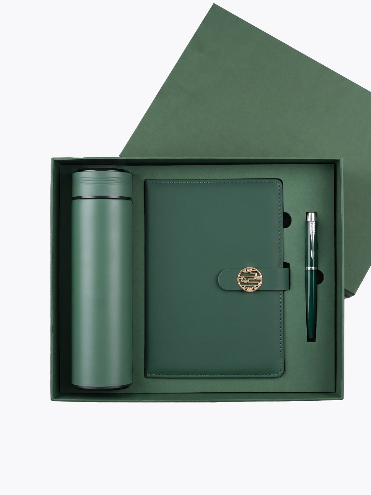 Coffret NoteBook A5, Stylo & bouteille isotherme Vert