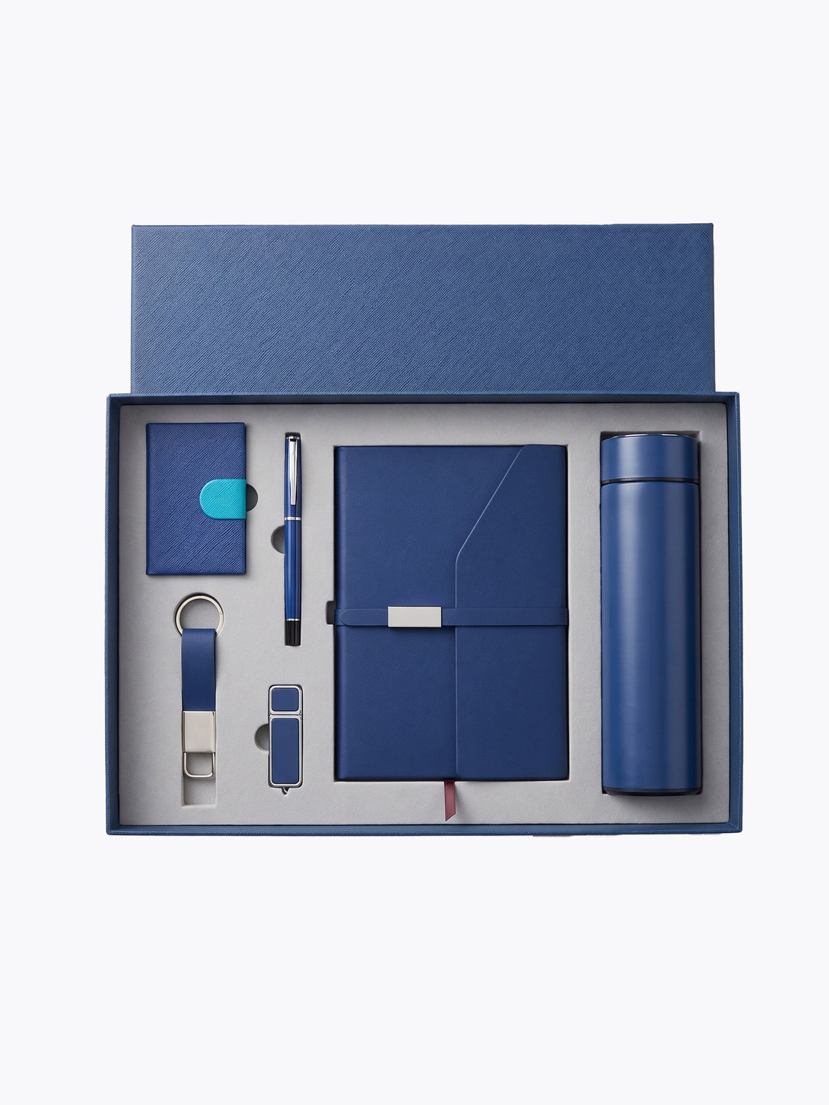 Coffret Notebook A5 USB, Bouteille isotherme, porte clé ,Stylo & Porte-Carte