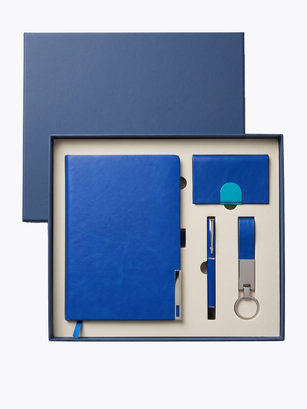 Coffret notebook A5 +stylo +porte carte + porte clé