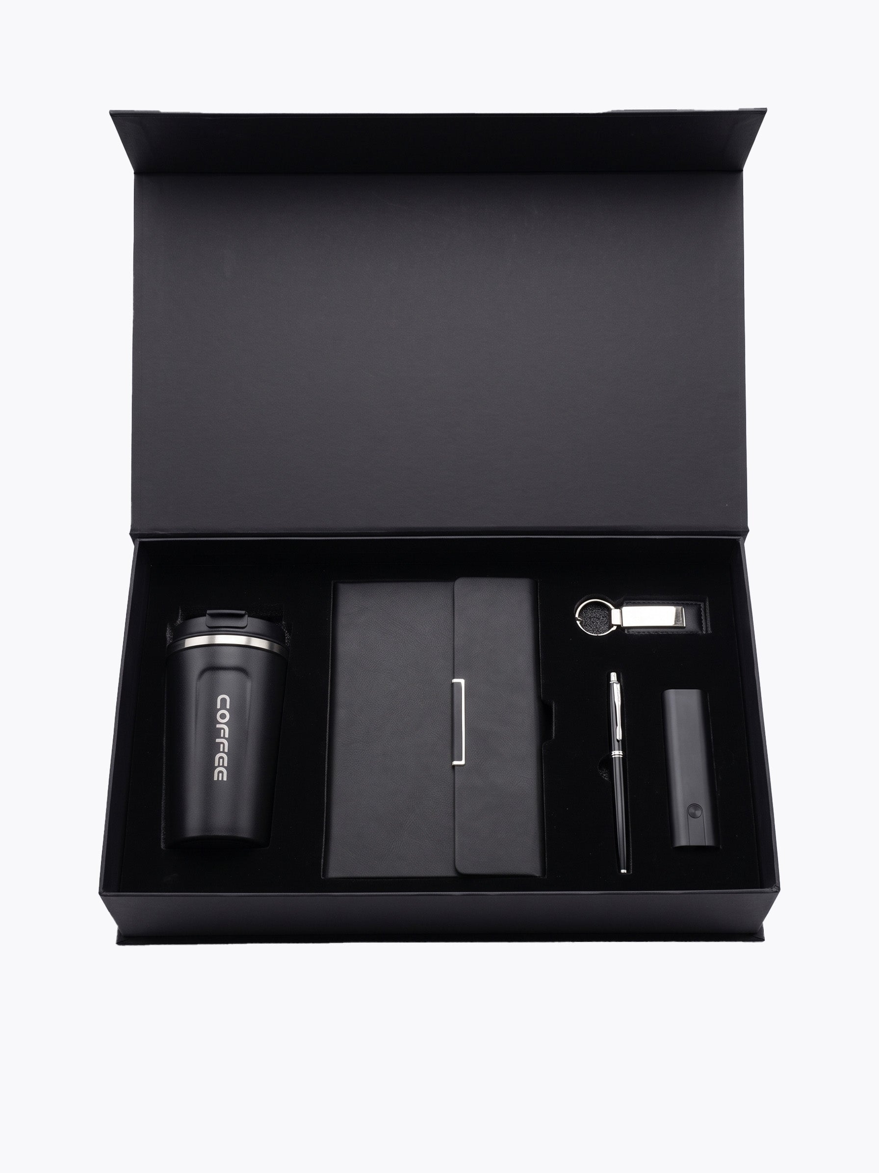 Coffret Notebook A5, Stylo, Porte-Clé & Bouteille Isotherme