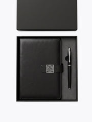 Coffret Notebook A5 Noir en cuir et Stylo Assorti