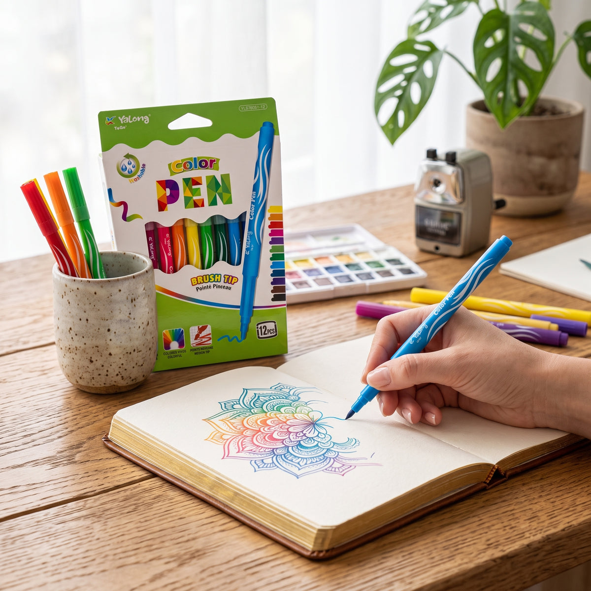 Feutres pointe pinceau - Set de 12 Couleurs (Brush Pen)