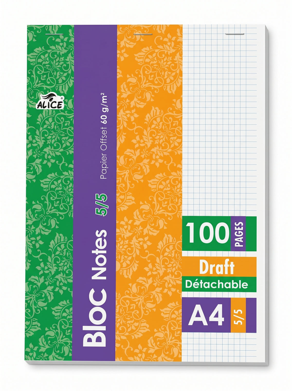 Bloc-notes A4 100P Format 21x29.7 | Papier 60g Petits Carreaux 5/5