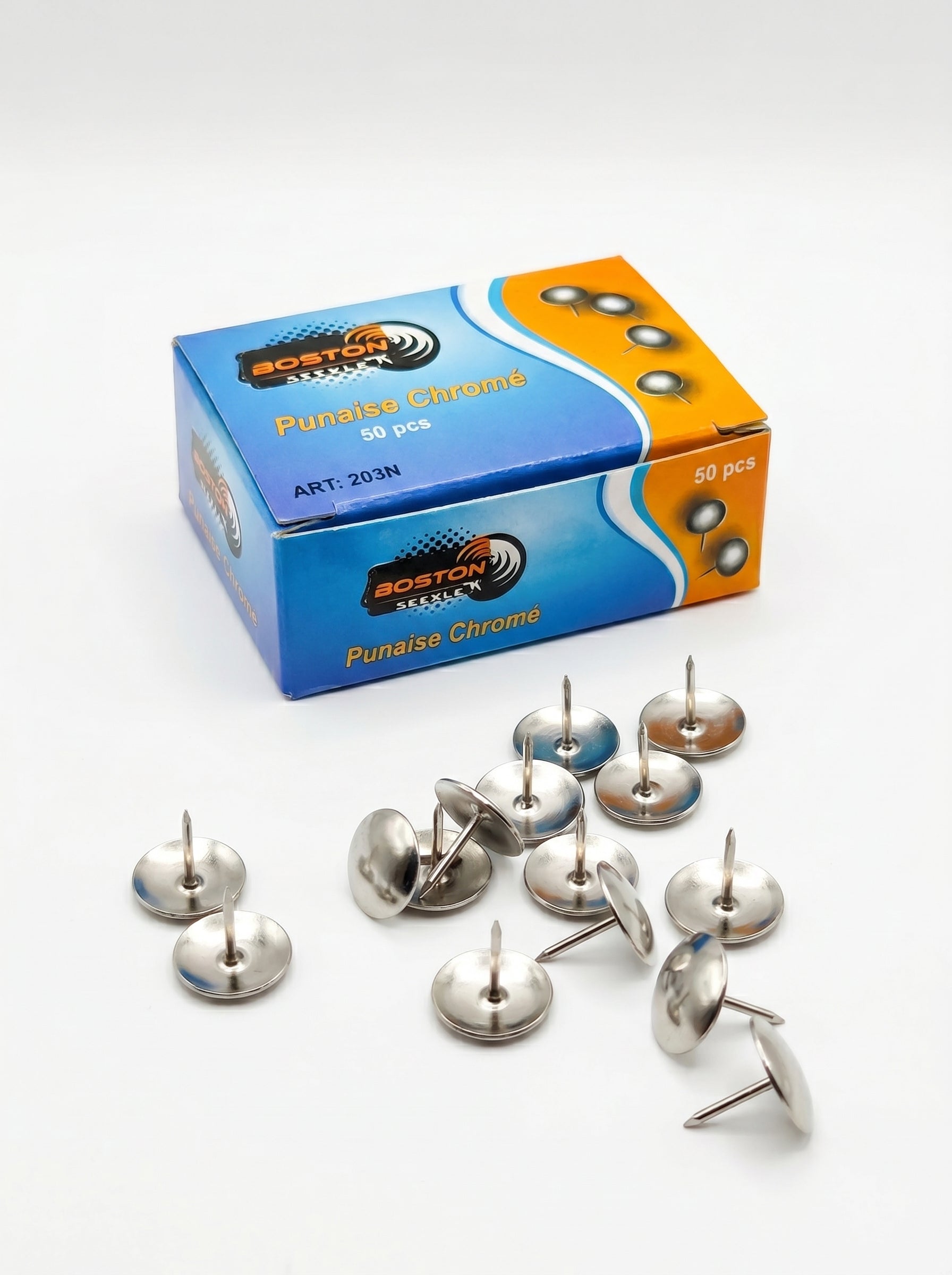Punaise Chromée 50pcs | Punaises de Bureau Métalliques Haute Qualité