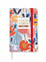 NoteBook Scolaire A6 200p à Fermeture Élastique - Collection "Good Vibes" Motif Floral