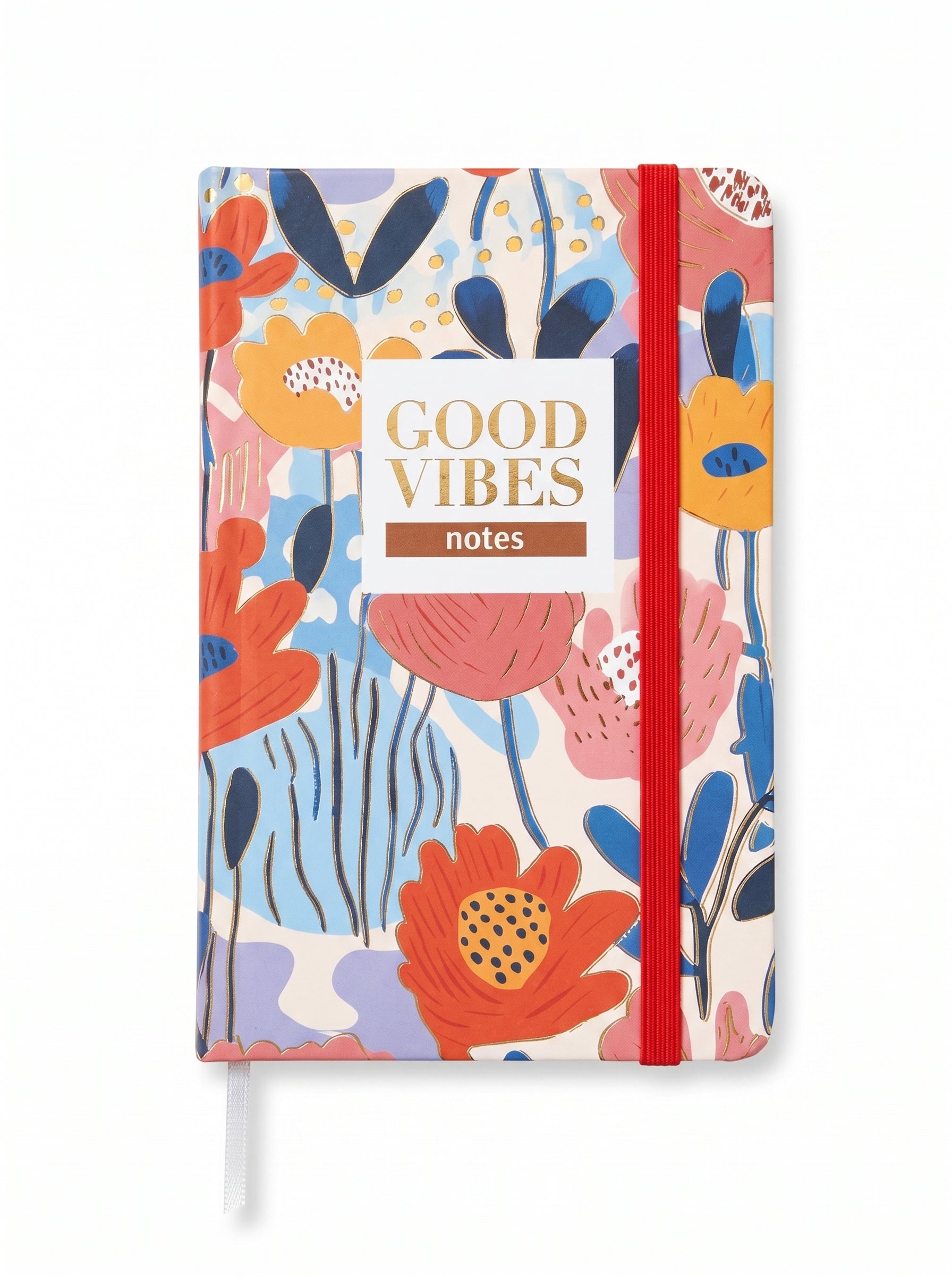 NoteBook Scolaire A6 200p à Fermeture Élastique - Collection "Good Vibes" Motif Floral