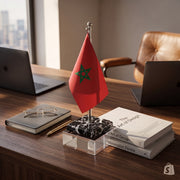 Support drapeau bureau marbre - Mât en Métal pour Table de Réunion