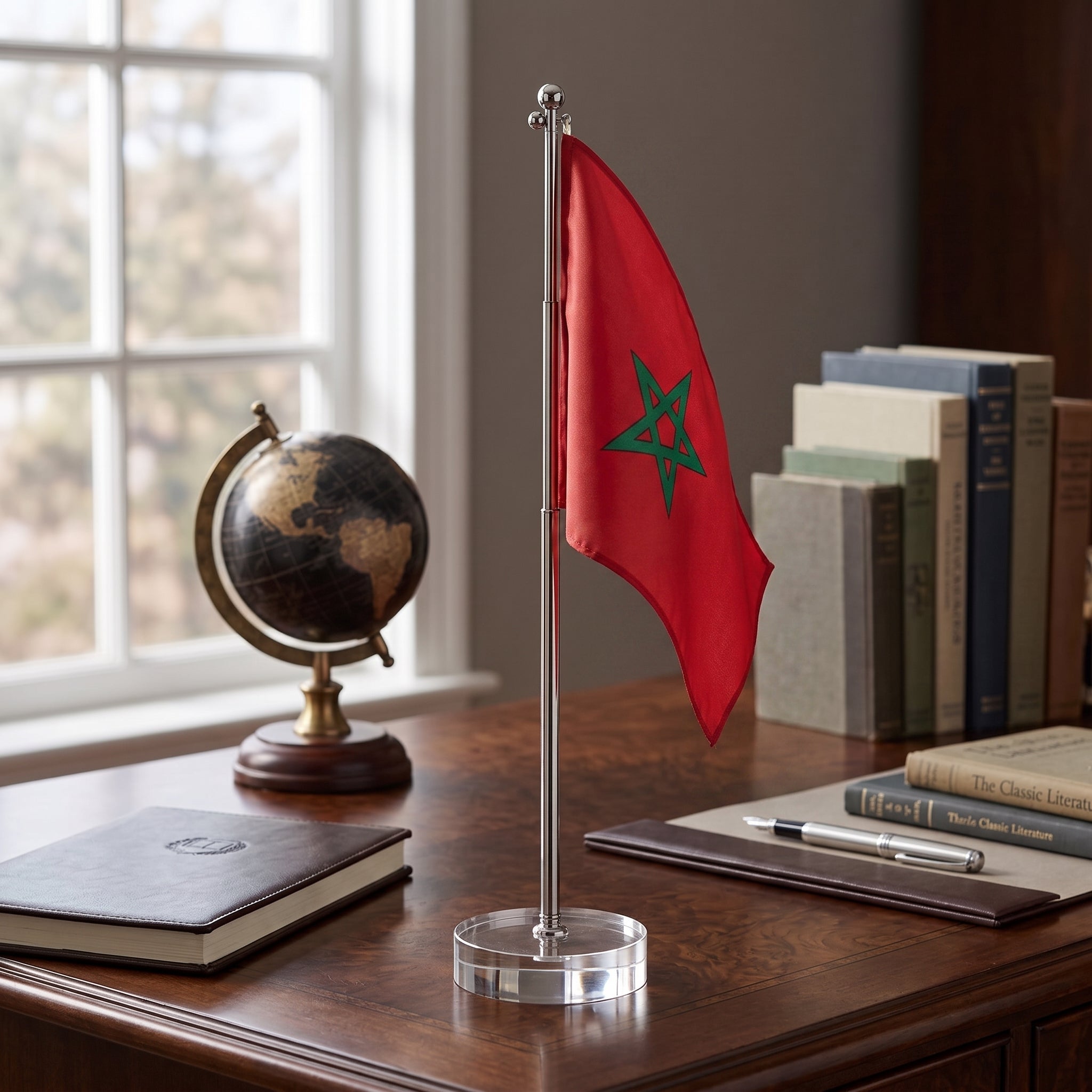Support drapeau bureau verre et Métal Image secondaire du produit