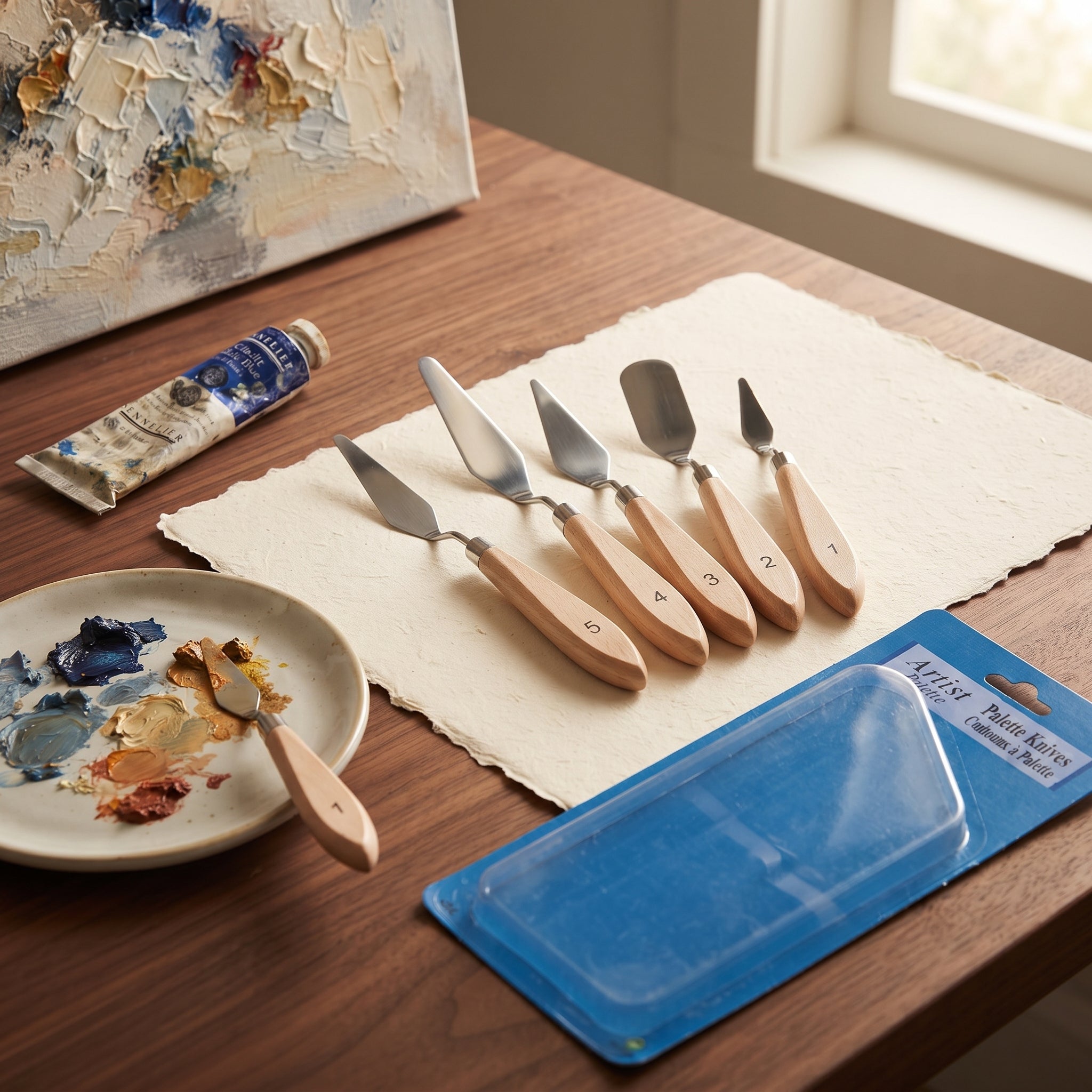 Couteau à Palette 5 pcs - Set Professionnel Manche en Bois