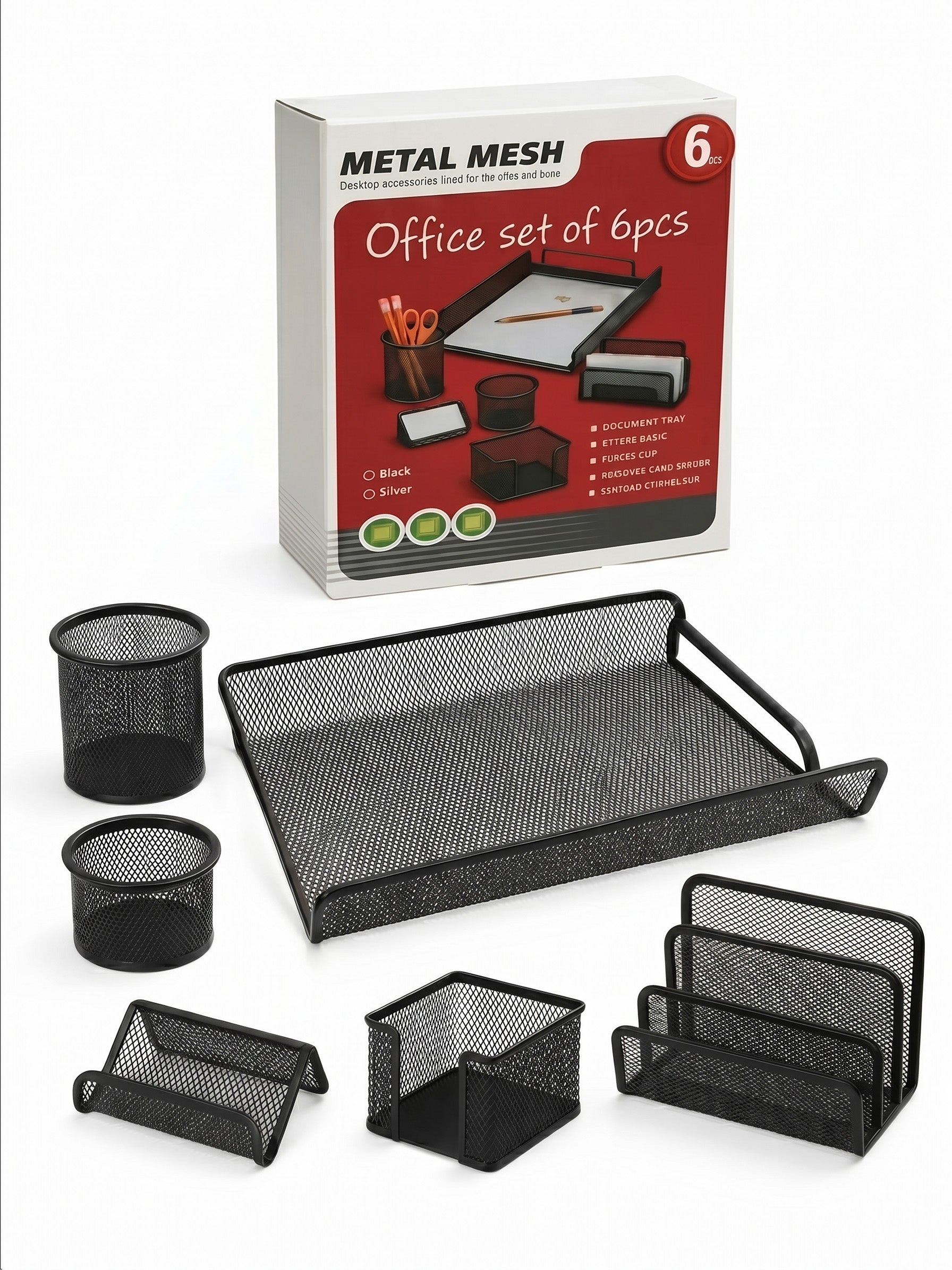 Pack 6 Accessoires de Rangement Bureau Métallique TOPKALL Image principale du produit