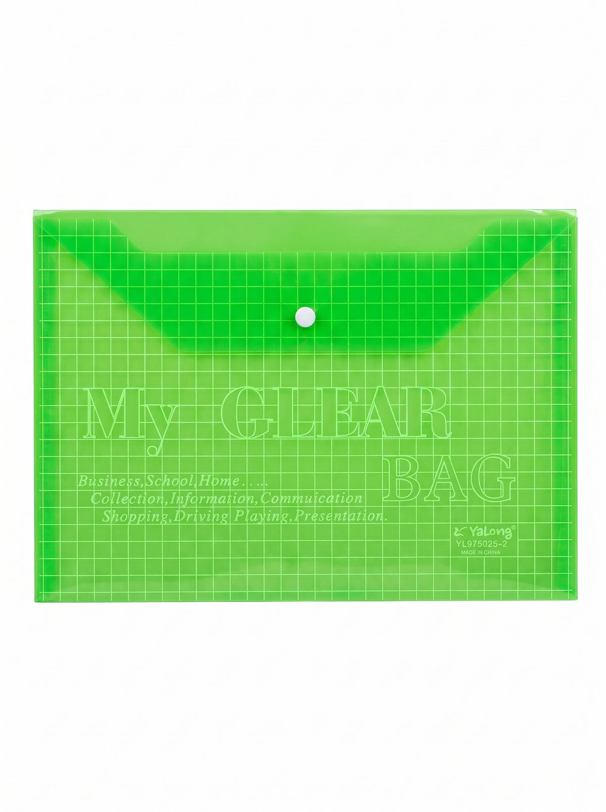 Enveloppe en Plastique avec Bouton YALONG – Vert
