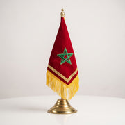 Mini Drapeau Marocain sur Hampe (32 cm) – Drapeau de Table Officiel avec Socle Stable