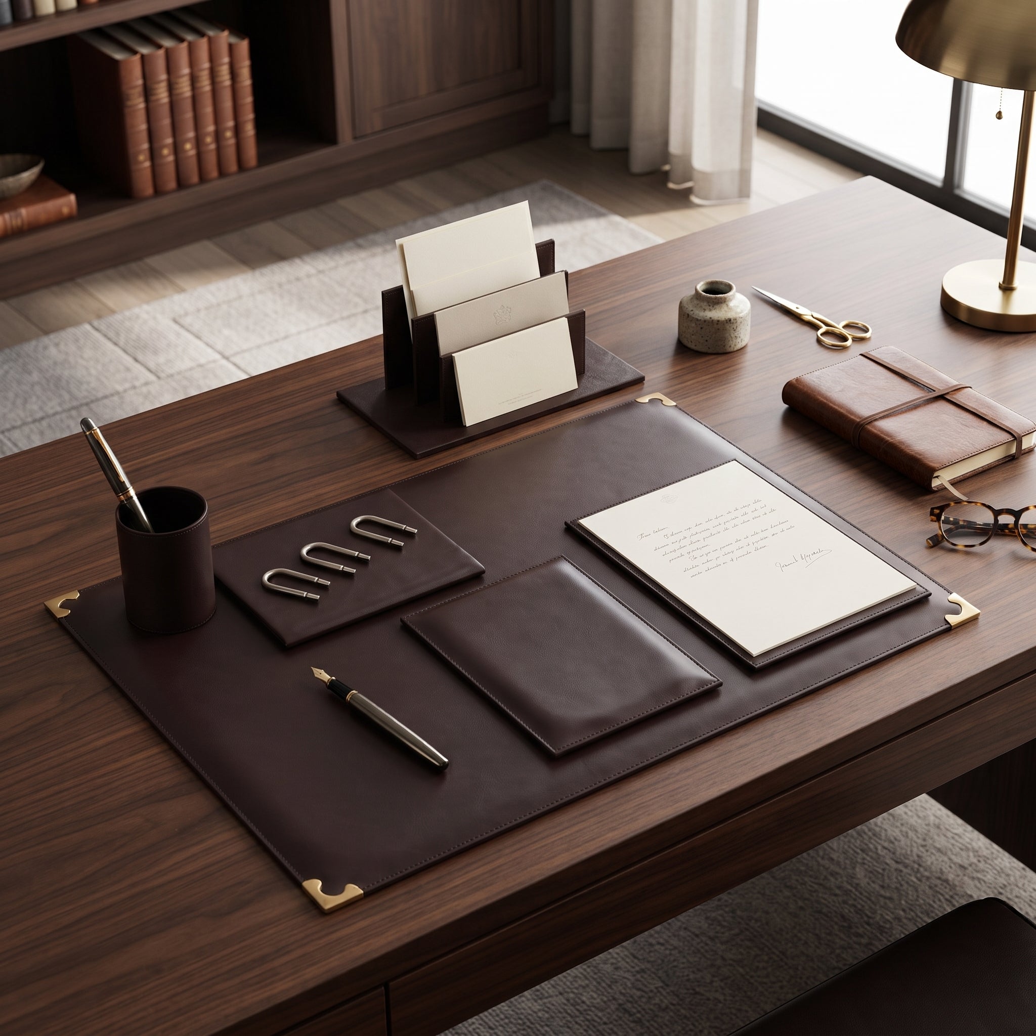 Ensemble de Bureau en cuir Complet - Accessoires de Bureau Pro