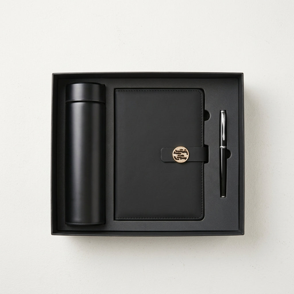 Coffret Cadeau Entreprise Nomad Maroc | Carnet A5, Gourde Isotherme & Stylo