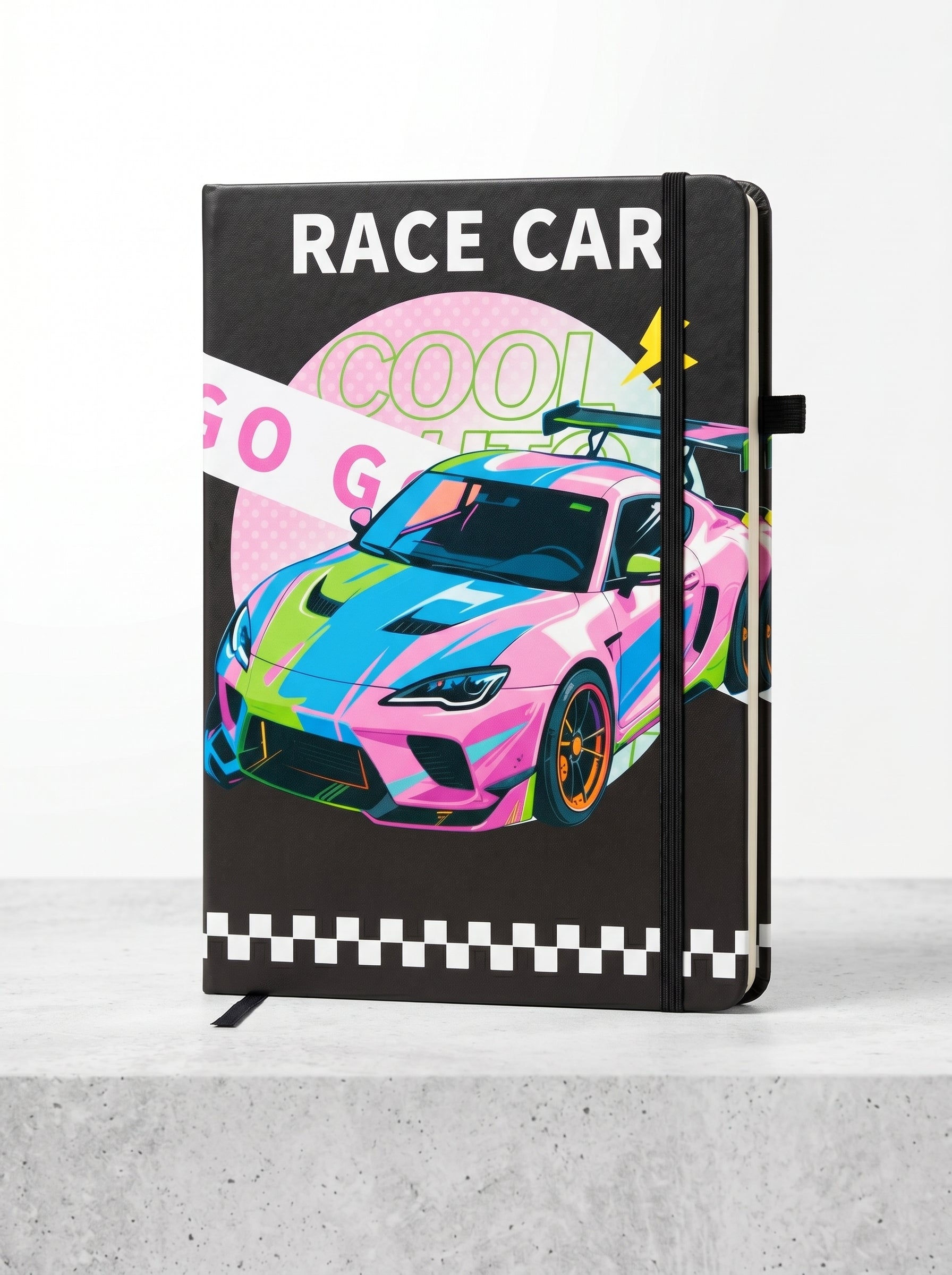 notebook A5 200p a fermeture elastique - Thème Voiture de Course & Sport