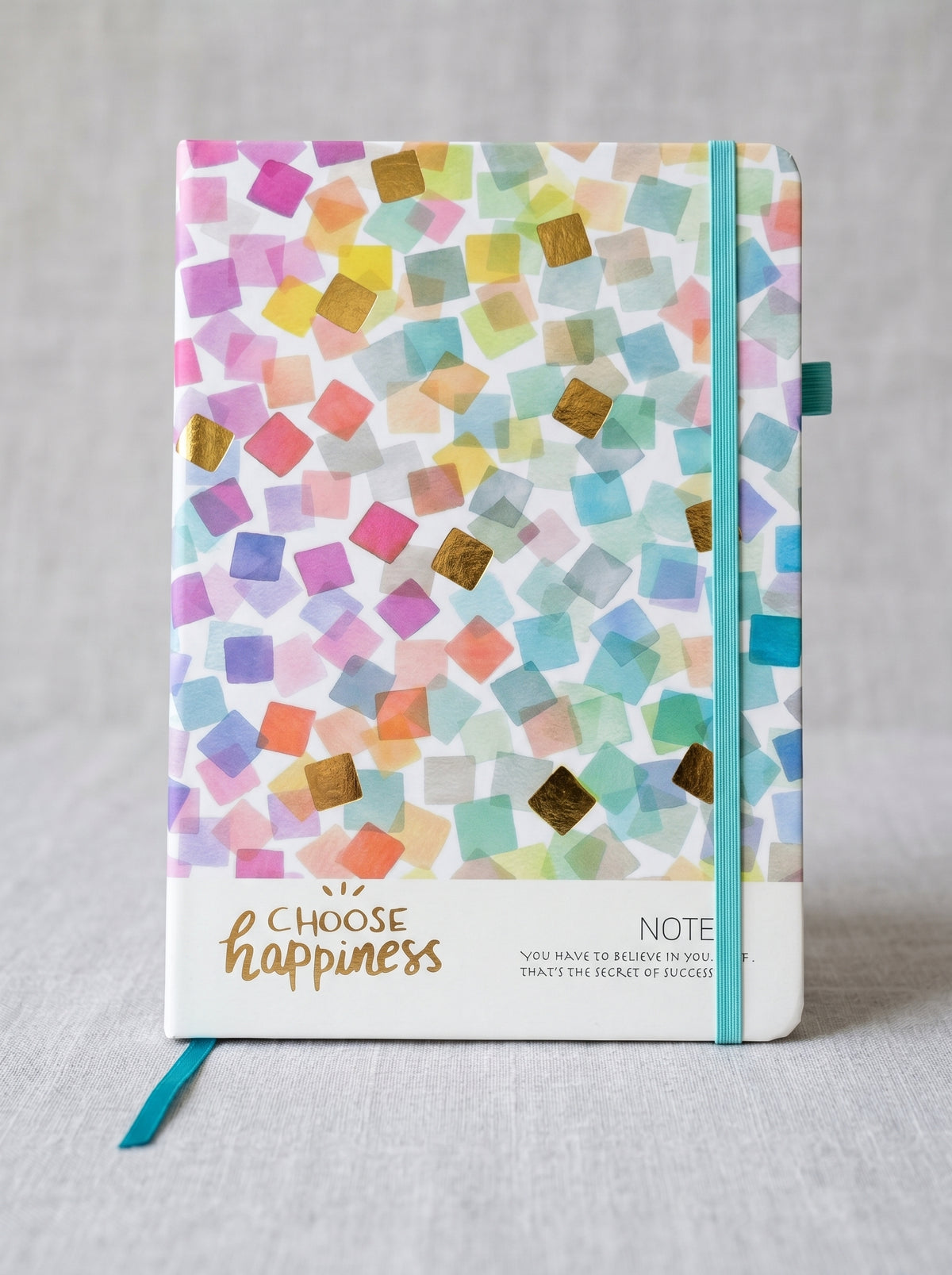 notebook A5 200p a fermeture elastique - Motif Pois Pastel et Dorure