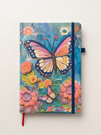 notebook  A6 200p a fermeture elastique - Design Papillon Magique et Fleurs