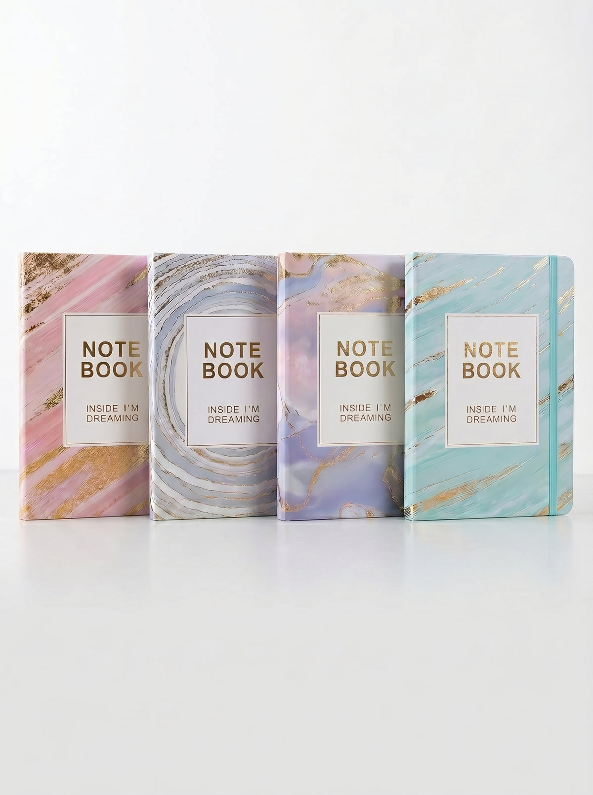 NoteBook A6 "Marbre & Or" avec Fermeture Élastique (200 pages)
