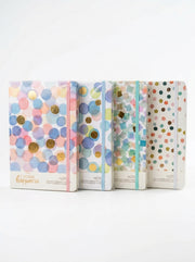 notebook A5 200p a fermeture elastique - Motif Pois Pastel et Dorure