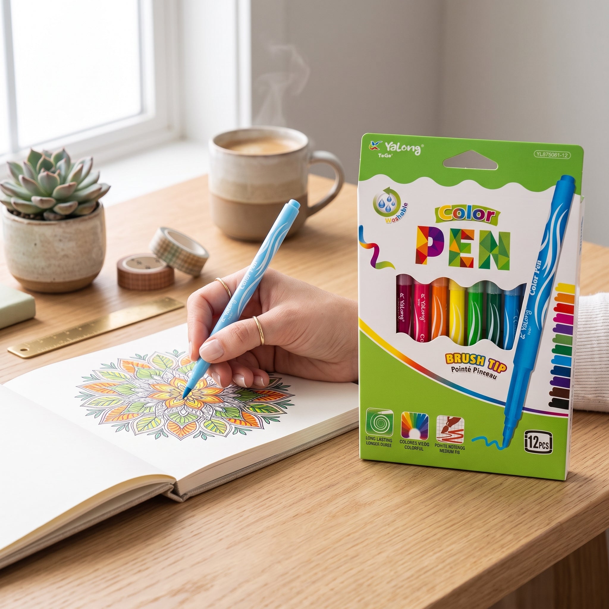 Feutres pointe pinceau - Set de 12 Couleurs (Brush Pen)