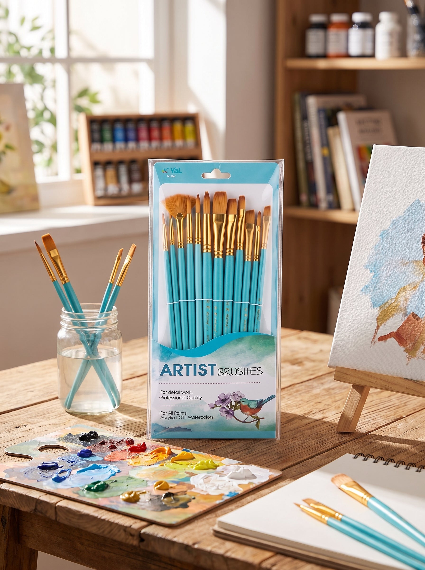 Set 12 pinceaux peinture Yalong - Différents Modèles