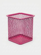 Pot à Crayons en Métal Carré – Accessoire de Bureau Robuste et Élégant