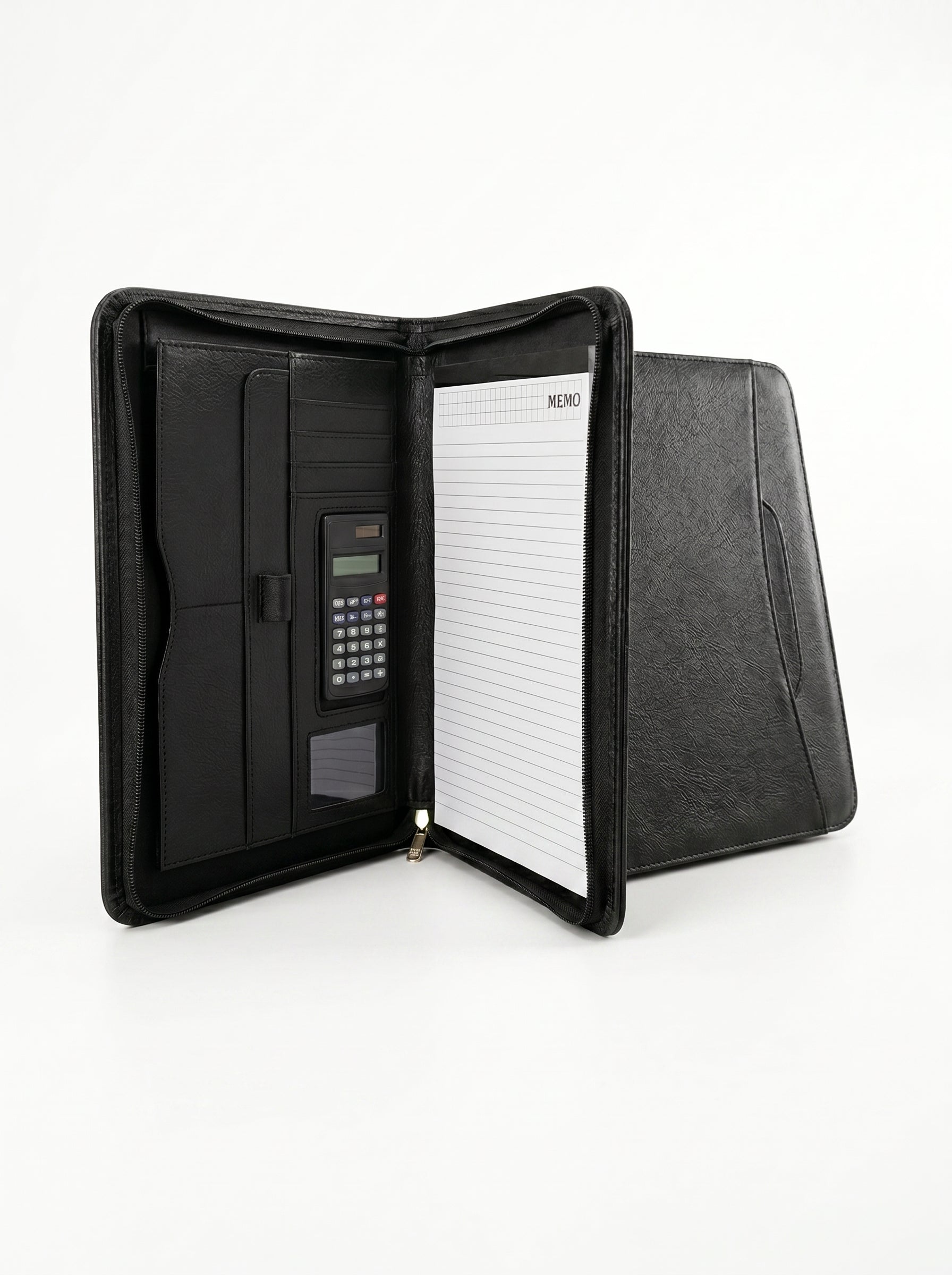 Cartable Portfolio A4 3-en-1 : Bloc-notes, Calculatrice et Porte-cartes Image principale du produit