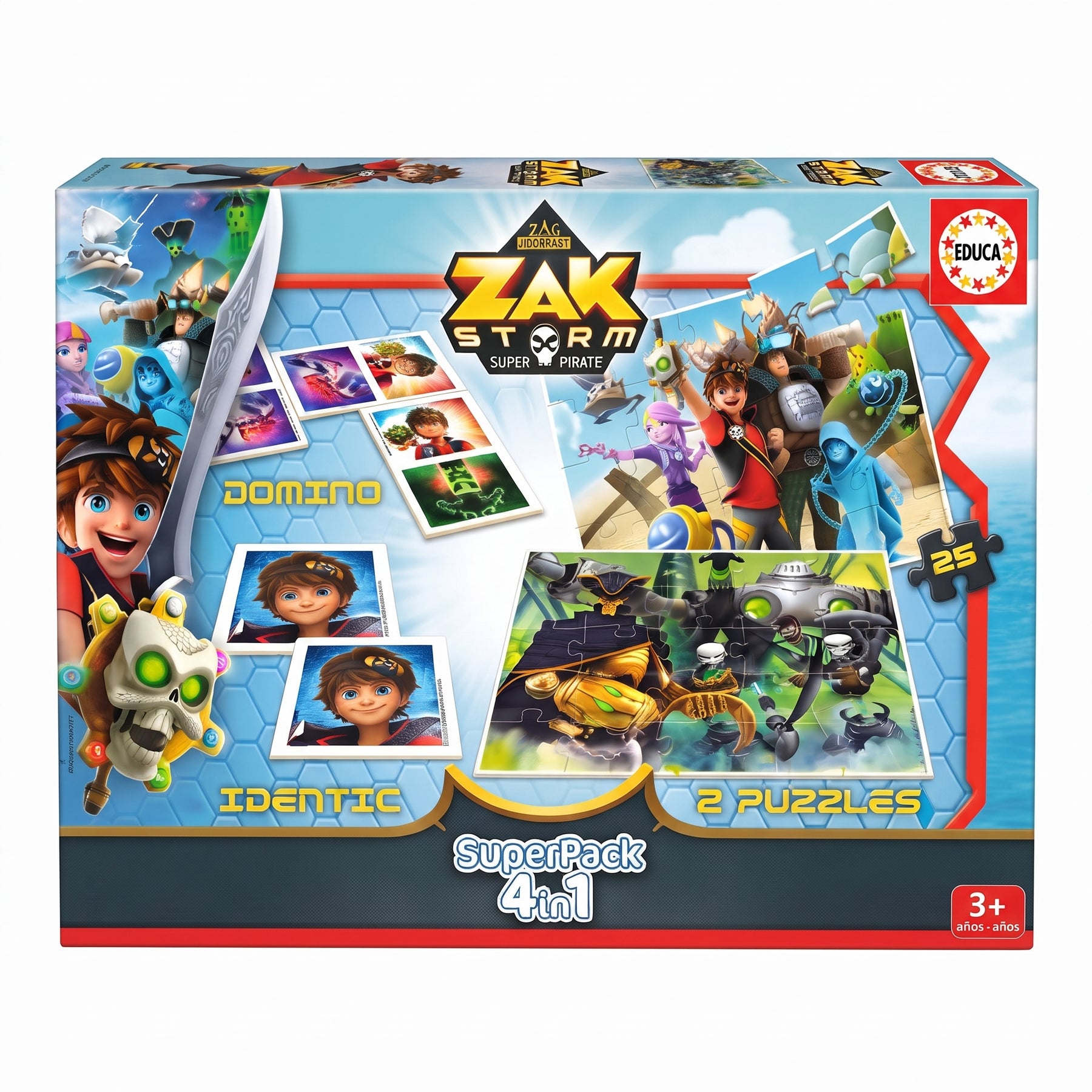 SuperPack 4 en 1 Educa Zak Storm – Coffret Jeux Éducatifs (Puzzles & Memory)