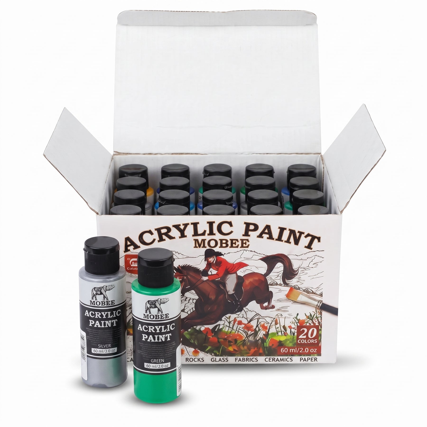 Kit Complet : Set Peinture Acrylique 20 Couleurs x 60ml