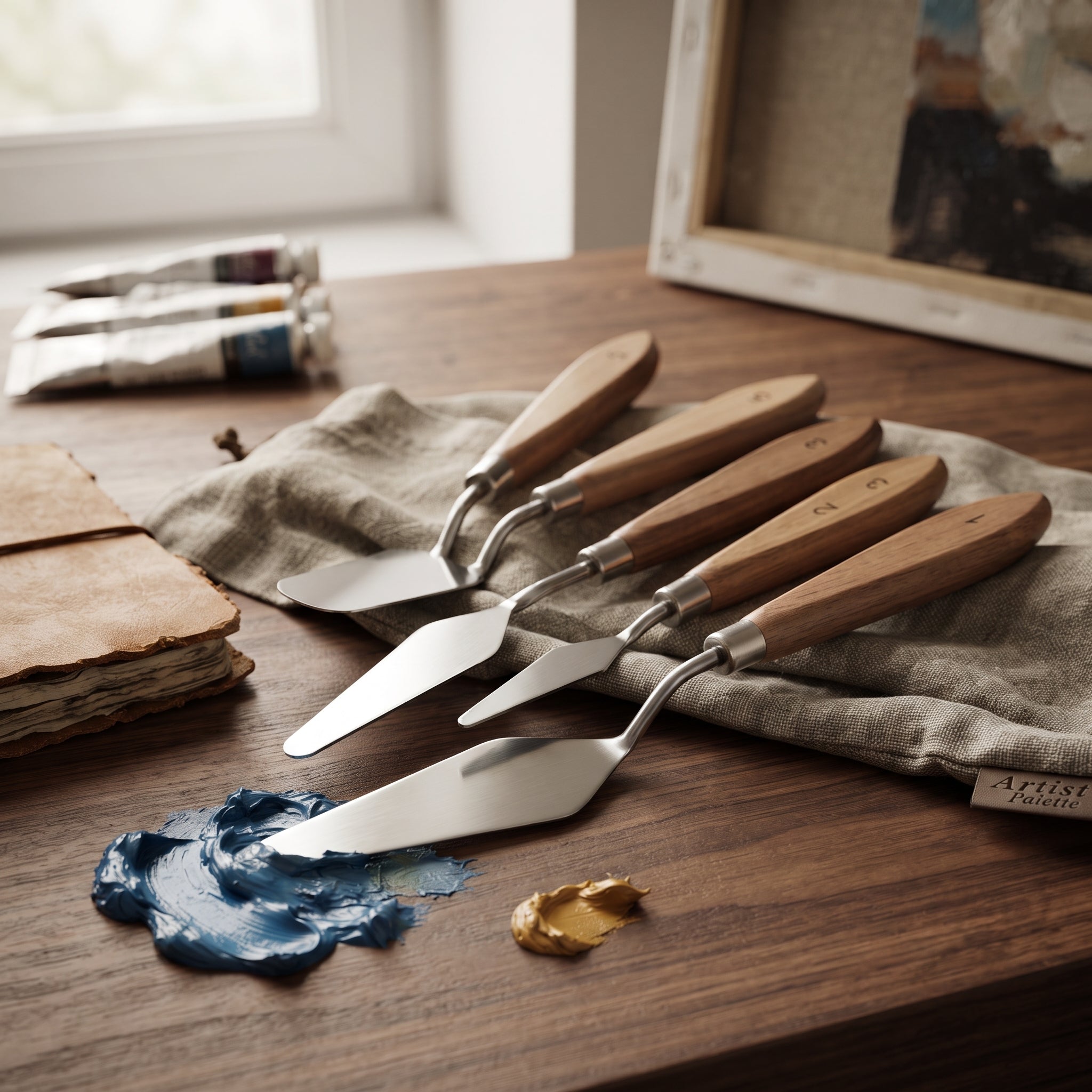 Couteau à Palette 5 pcs - Set Professionnel Manche en Bois